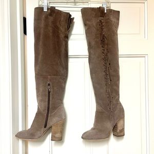 Over the knee suede fringe boots Carlos by Carlos Santana size 7